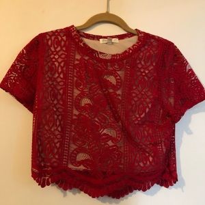 Red lace crop top!